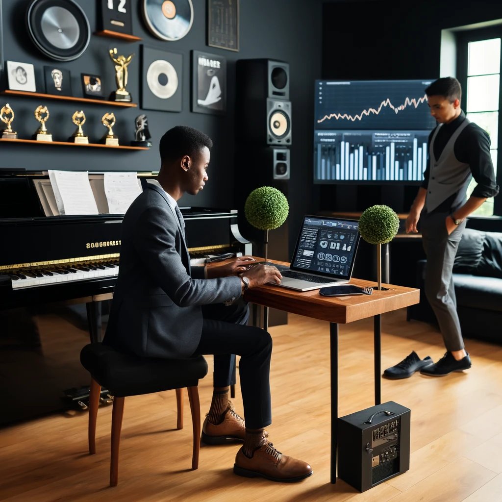 young Black male pianist, showcasing his entrepreneurial spirit